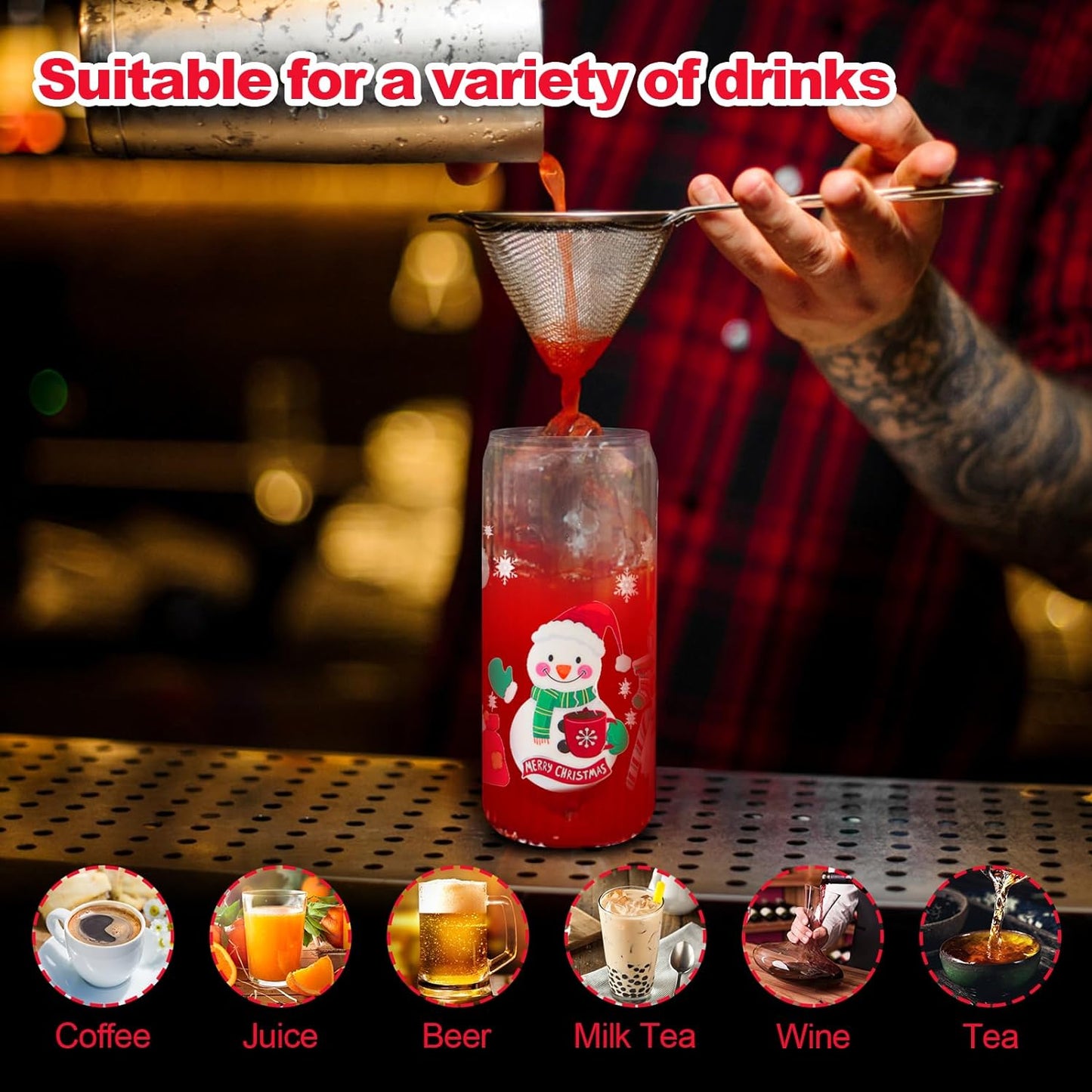 holiday drinking glass set 20oz