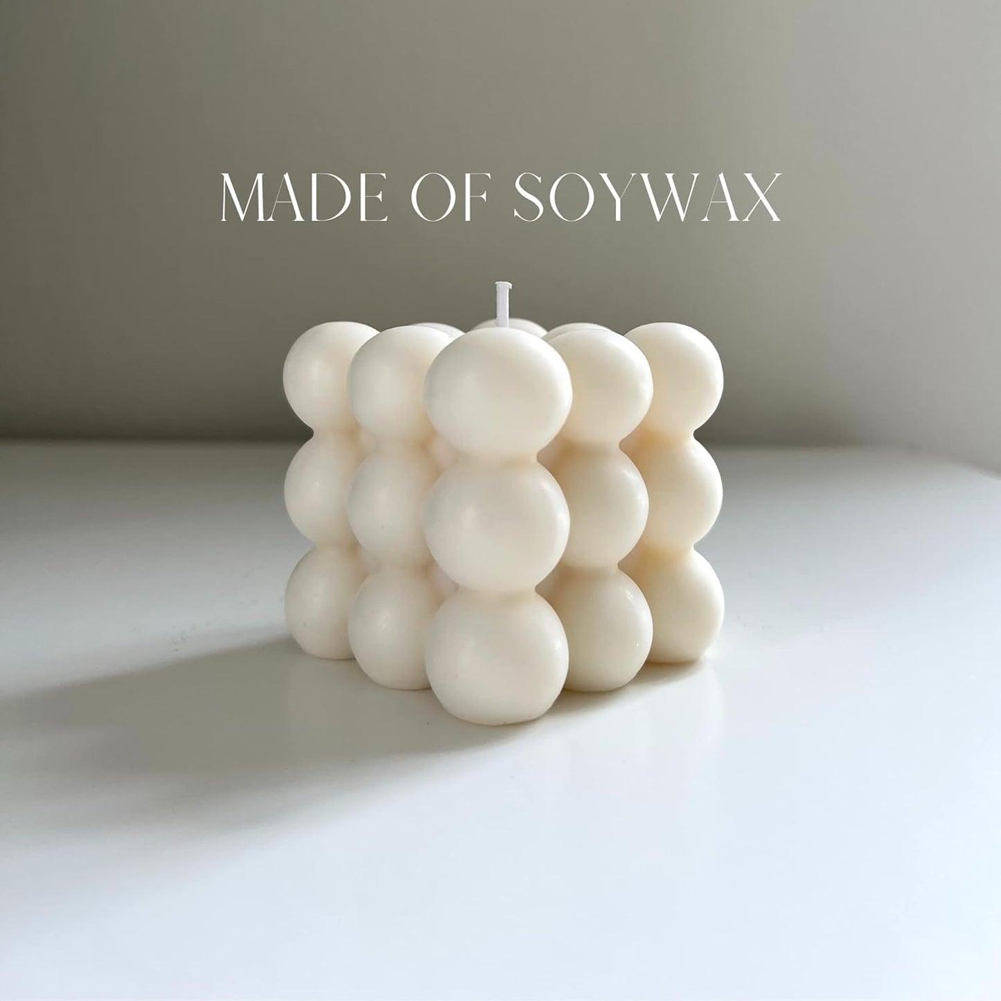 Handmade Soy Wax Candle Pillar for Home Decoration, Pack of 1 White Bubble Candle (White)