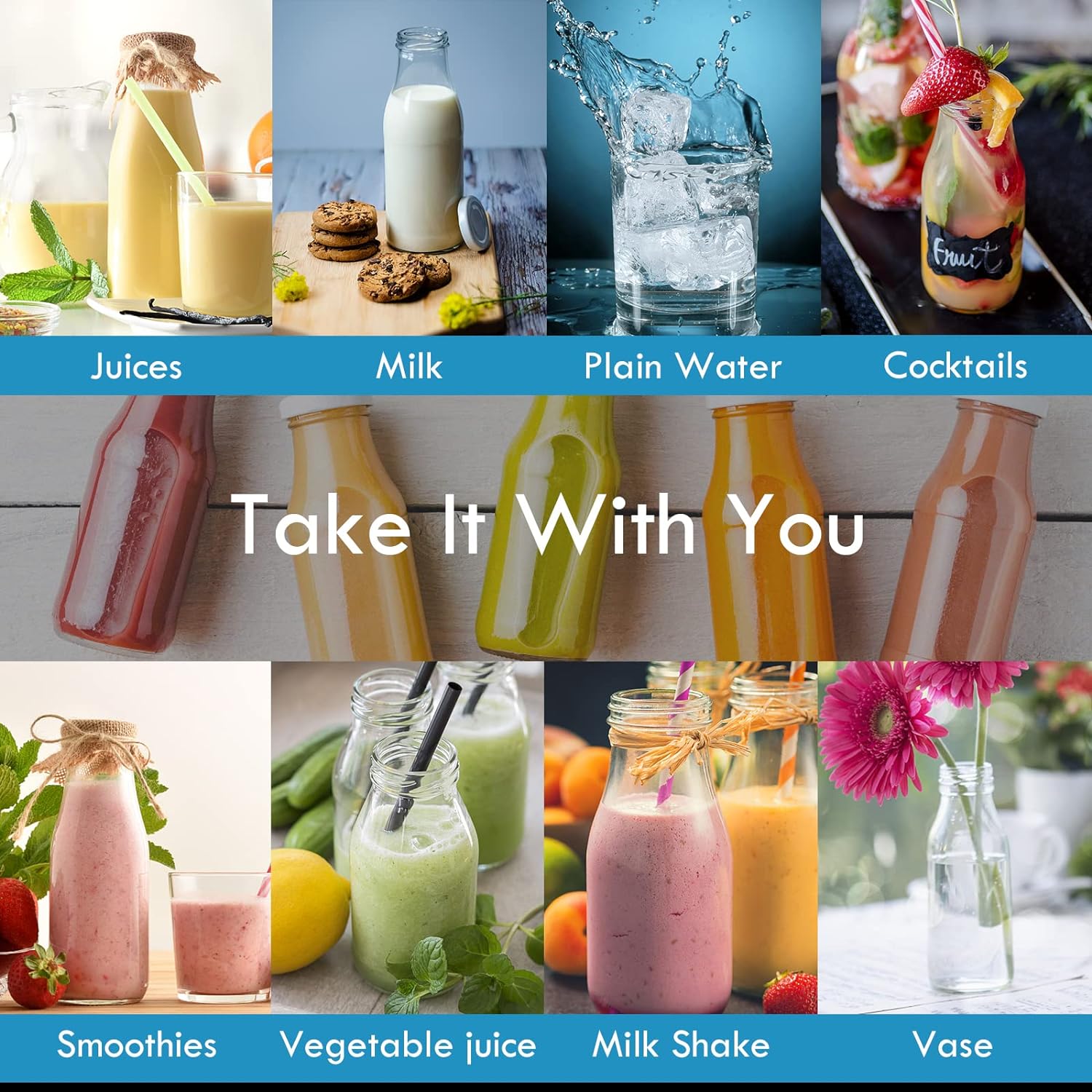 juice bottle with straw set