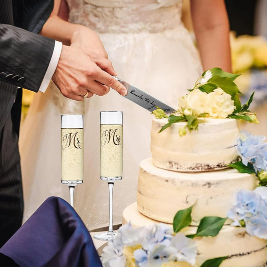 mr and mrs champagne flutes wedding gift set