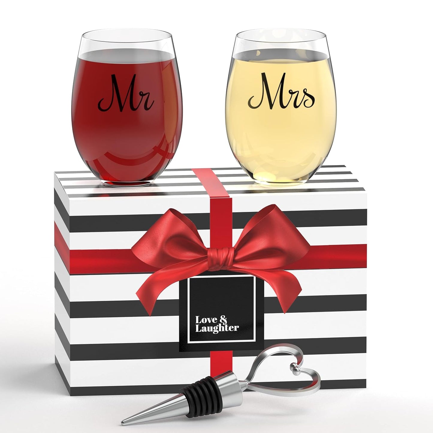 mr and mrs wine glass set for couples