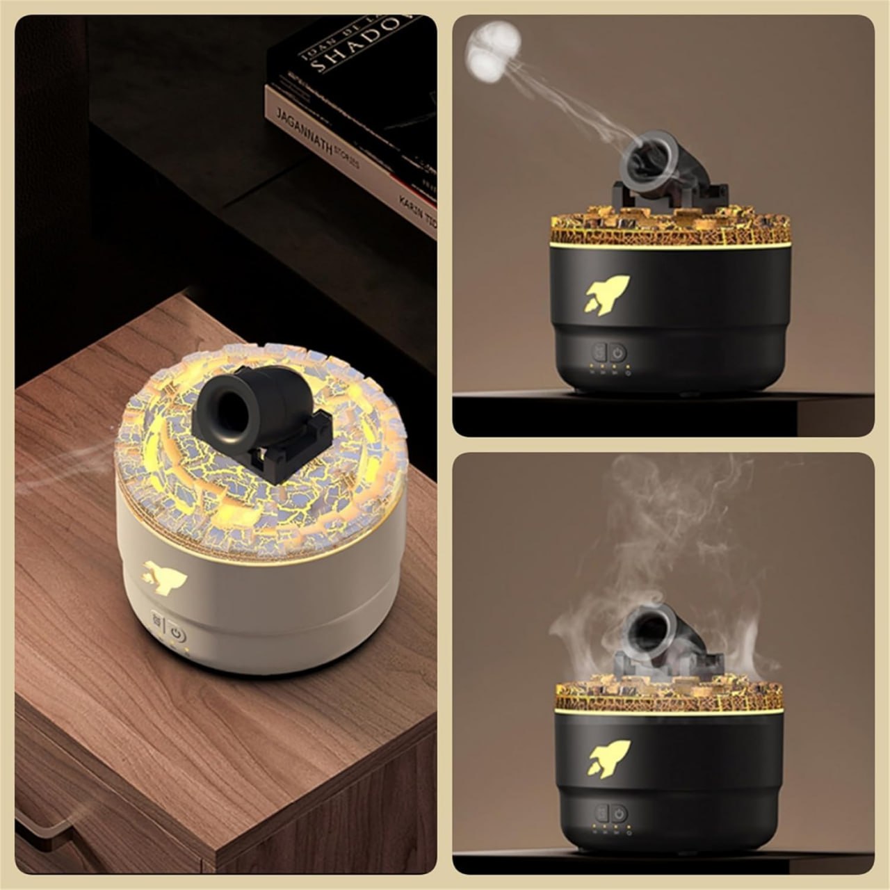 Fulminare Cannon Blast Aroma Humidifier, 7 Colors LED Vapor Cannon Humidifier Silent Diffuser, 2 Mode Creative Turret Air Aromatherapy Small Home Desktop Diffuser for Bedroom