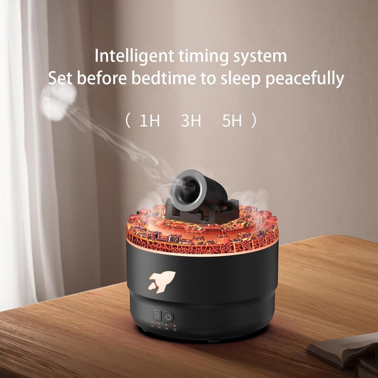 Fulminare Cannon Blast Aroma Humidifier, 7 Colors LED Vapor Cannon Humidifier Silent Diffuser, 2 Mode Creative Turret Air Aromatherapy Small Home Desktop Diffuser for Bedroom