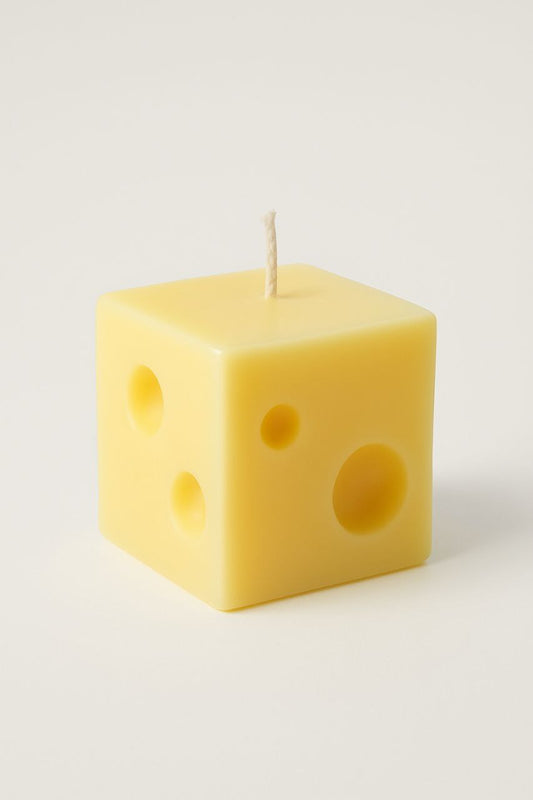Organic Cheese Cube Candle | Handcrafted Soy Wax Candle | Eco-Friendly, Smoke-Free, Home Décor & Gift Idea | Vanilla / Unscented