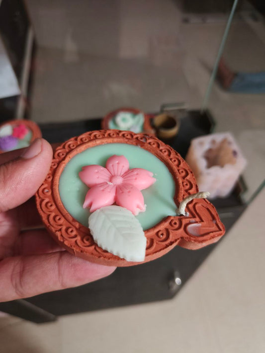 Handmade Floral Terracotta Diya Candle Set | Organic Soy Wax | Traditional Indian Festival Decor for Diwali | Scented Home & Spiritual Gift