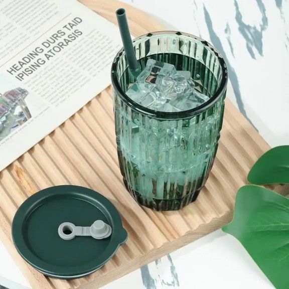 ribbed glass tumbler