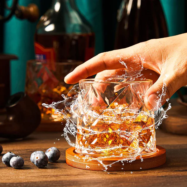 rotating whiskey glass