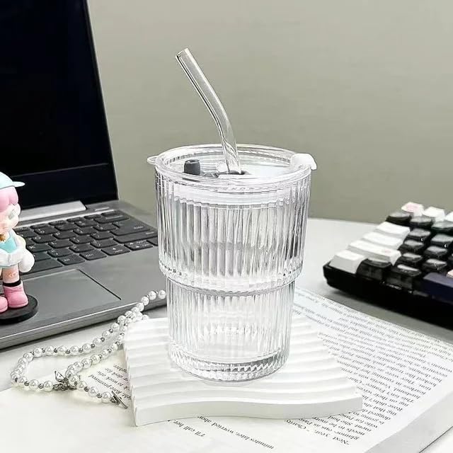 smoothie glass tumbler with straw