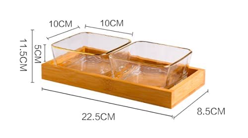 Small Beautiful Square Shape Glass Bowl with Tray Plate Set for Serving | Useful for Home Decoration,Best for Dry Fruits, Fruits, Snacks, Sweets, Chocolates (Pack of 1)