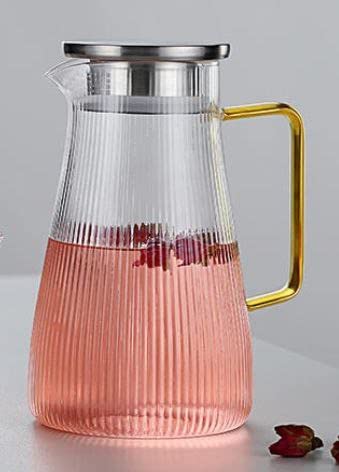 Transparent Glass jug | Glass Pitcher with Air Tight Cap for iced Tea Hot and Cold Water jug Milk Wine Coffee and Juice Beverage Carafes