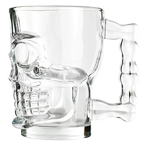 Skull Beer Mug with Handle Glass , Steins, Freezable Beer Glasses,Everyday Drinking Glasses