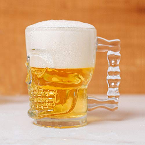 Skull Beer Mug with Handle Glass , Steins, Freezable Beer Glasses,Everyday Drinking Glasses