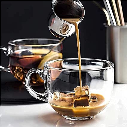 Glass Coffee Cappuccino Tea Multipurpose Mug with Handle