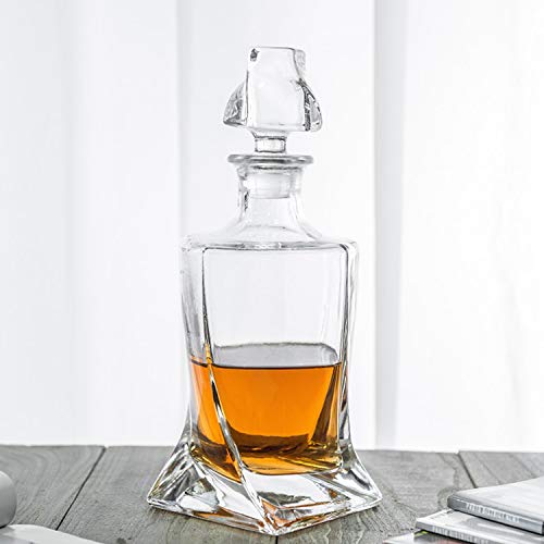 Square 26 oz Crystal Twisted Whiskey Decanter with Glass Stopper—Lead Free