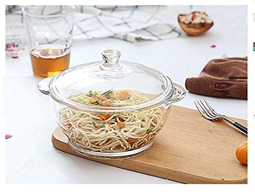 Solid Microwave Oven Safe Serving Glass Bowl Set with Glass Lid, Vessel for Curry Kitchen Server Ware, Rice Bowl for Serving Dinner 1000 ml (Pack of 1)