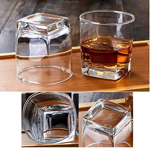 Crystal Clear Classic Square Base Water Juice and Whiskey Drinking and Serving Glass Set