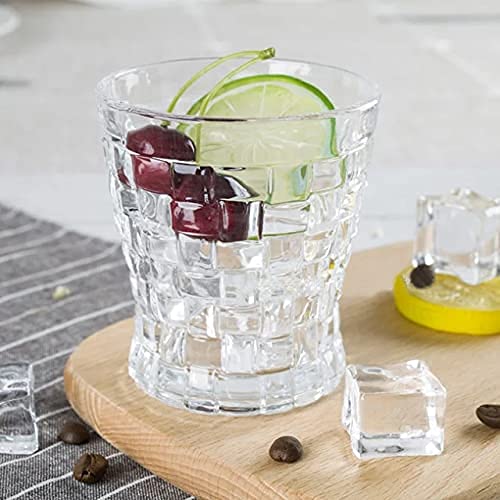 Highball Glasses Crystal Clear Diamond Shape Highball Glasses for Water, Juice, Cold Drink, Beer, Wine, Whiskey and Cocktail Clear Heavy Set of 6 240ml (Romantic Glass)