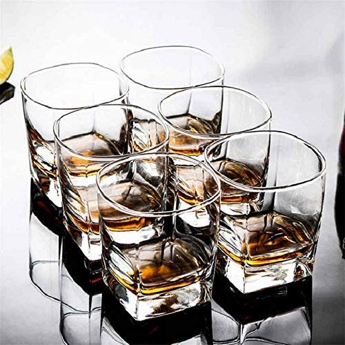 Crystal Clear Classic Square Base Water Juice and Whiskey Drinking and Serving Glass Set