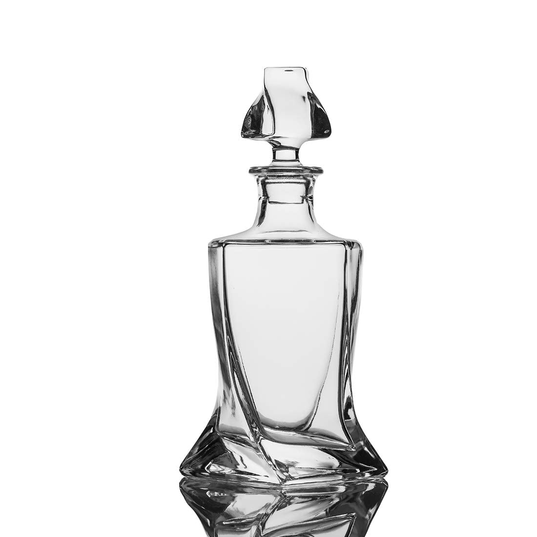 Square 26 oz Crystal Twisted Whiskey Decanter with Glass Stopper—Lead Free