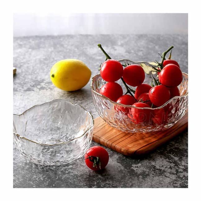 Glass Salad Bowl Irregular Shape Serving Bowls Mixing Bowls for Kitchen Prep, Fruit, Snack, Dessert, and Candy Dishes or Nut Bowls (5 Inch Pack of 2)