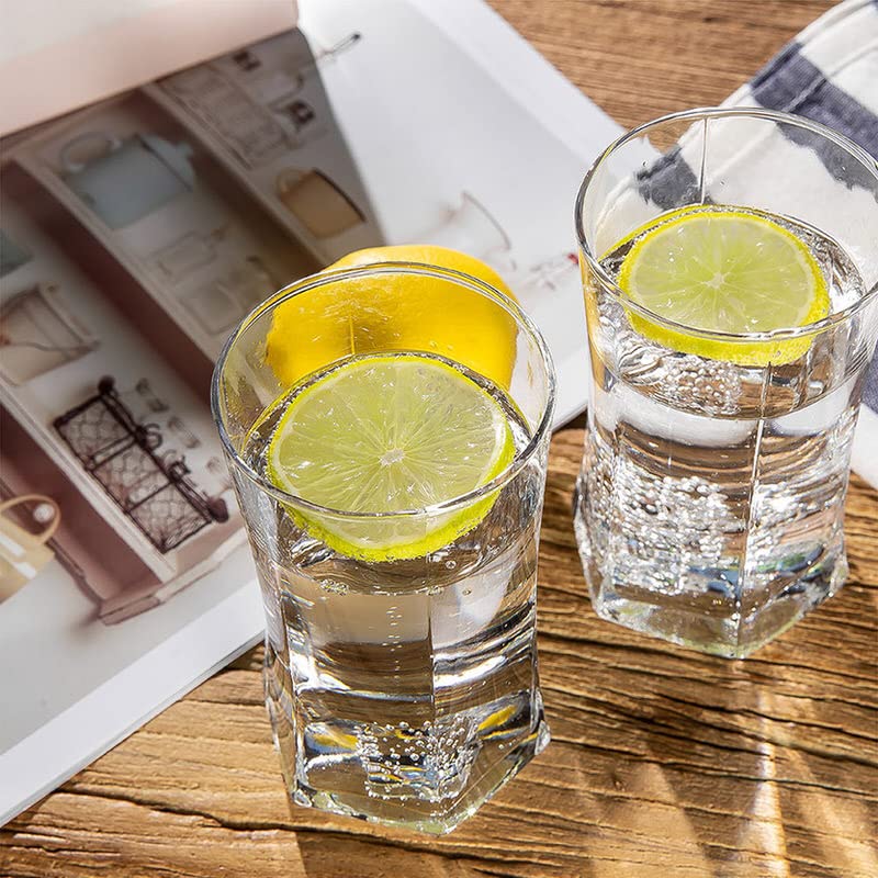 Premium Juice and Water Glasses Set of 6, 330ml, Drinking Square Highball Water, Juice Glasses