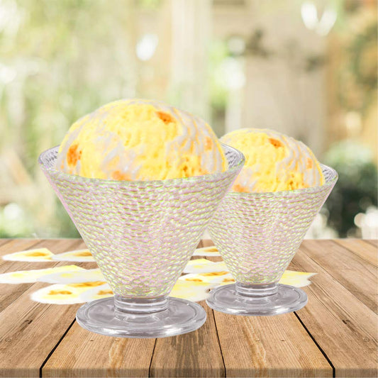 Glass Solid Ice Cream Bowl, Cocktail, Glass Trifle/Fruit Salad Dessert Serving Bowls, Tableware -Clear (56 ICE Cream V Shape Bowl 250ML)