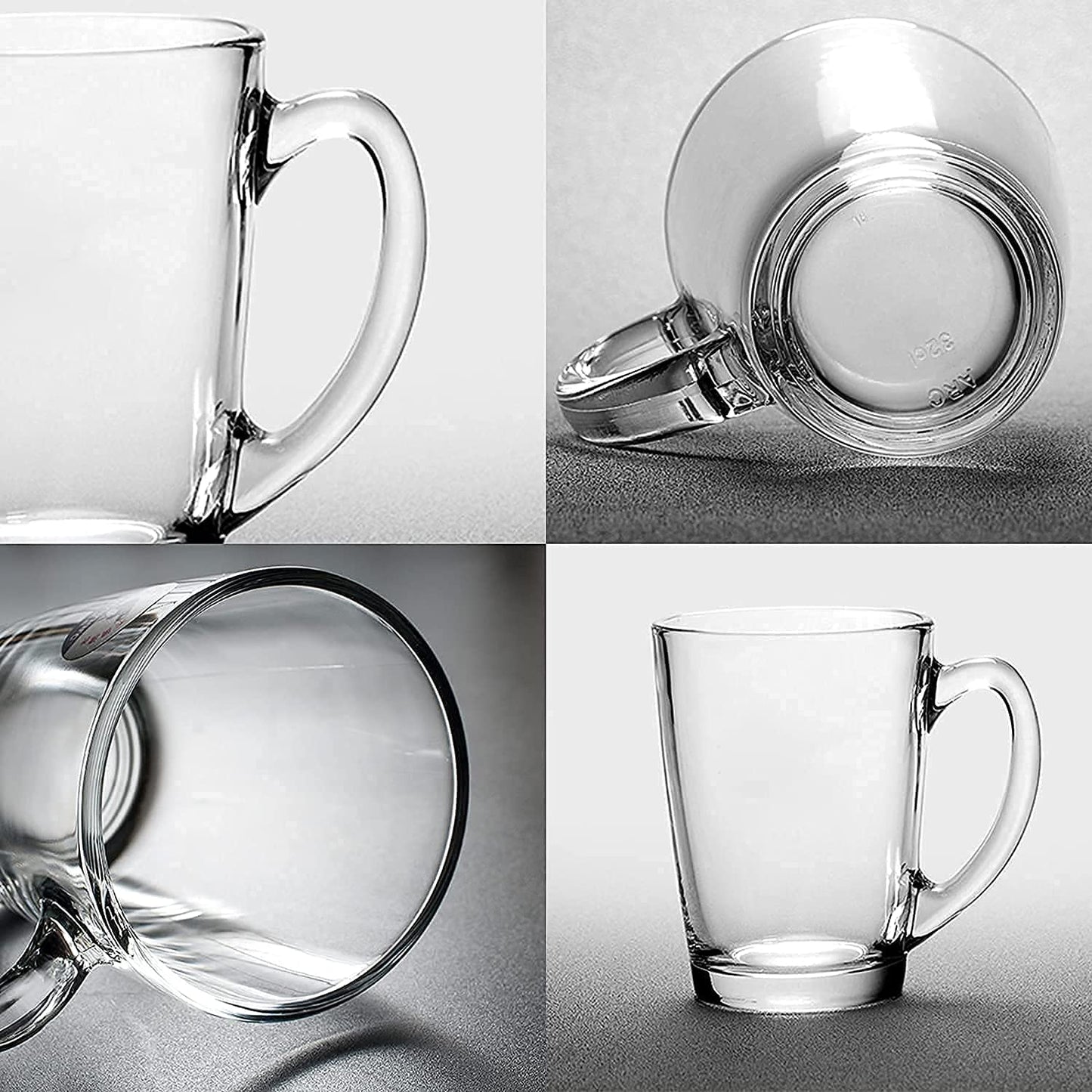 Espresso Mug Set for Tea, Coffee, Hot/Cold Drinks, Crystal Clear Toughened Glass Tea Cup with Convenient Solid Handle Cups