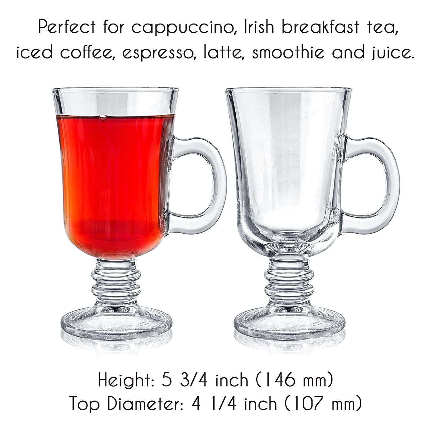 Irish Coffee Mug Tall glass, Latte Cups, Cappuccino and Hot Chocolate Mugs  with Handle, Clear Glass,…See more Irish Coffee Mug Tall glass, Latte Cups