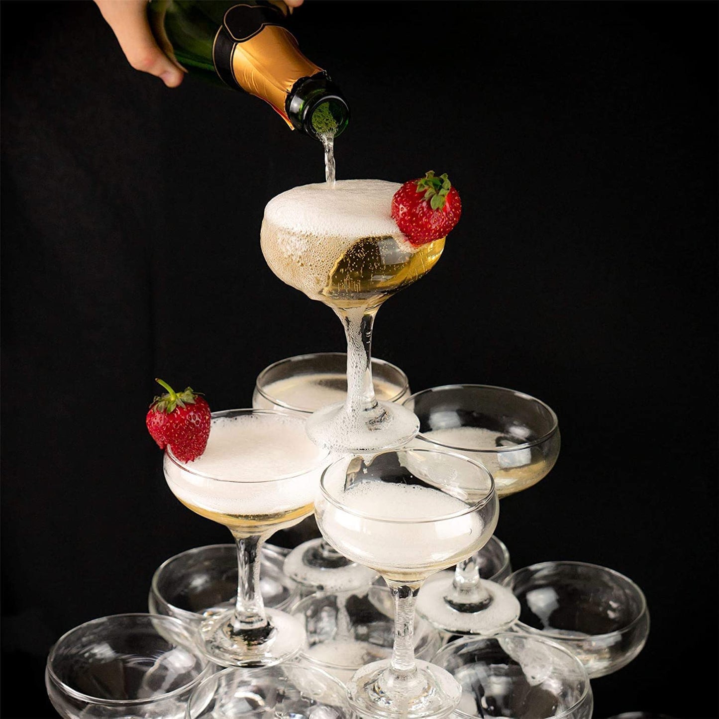 Elegant Couple Cocktail Glasses-Set of 6 Handmade Crystal Bar Quality Champagne Glasses/Champagne Saucer | Designed as Large katori Martini Glass