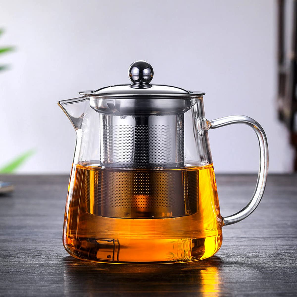 Mini Size Glass Teapot Tea Kettle-with Stainless Steel Removable Infuser  for Blooming Tea & Loose Leaf Tea, Microwave & Stovetop Safe, 950ML/32oz