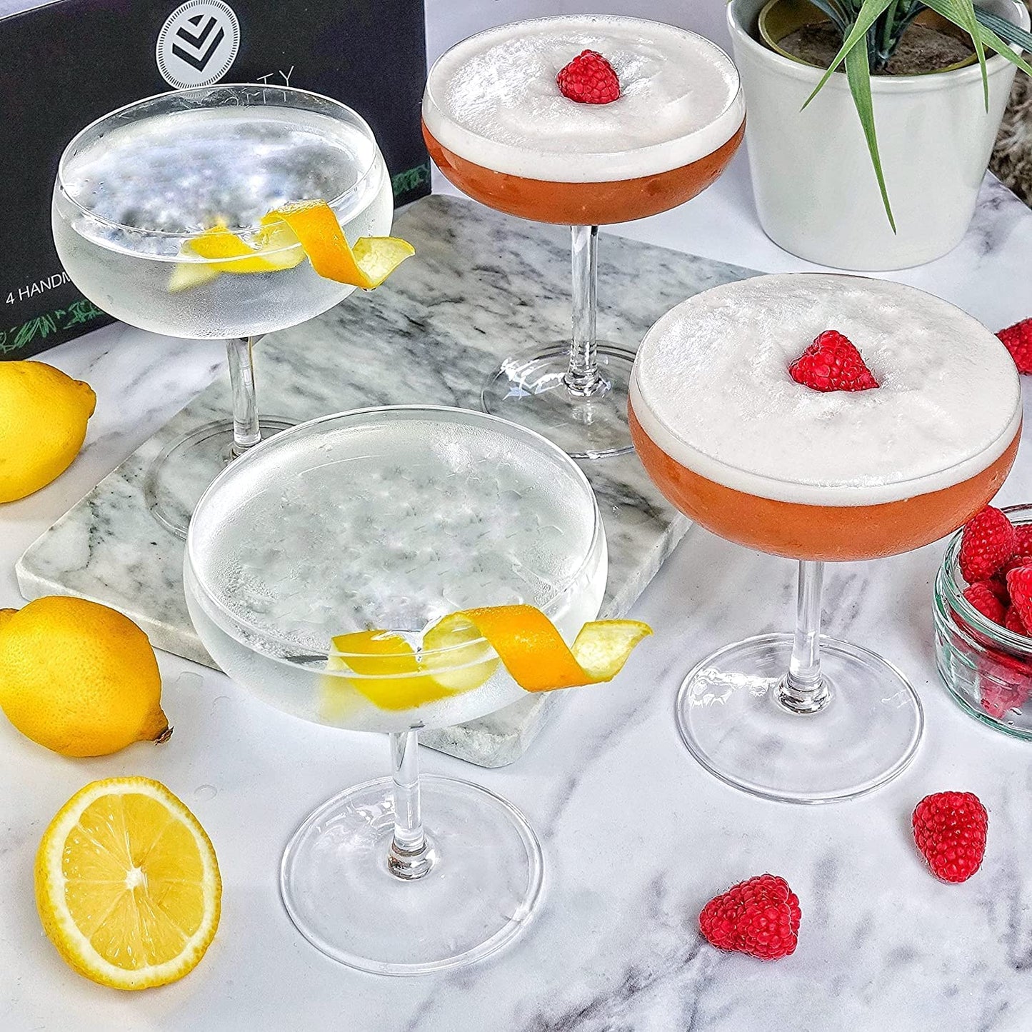 Elegant Couple Cocktail Glasses-Set of 6 Handmade Crystal Bar Quality Champagne Glasses/Champagne Saucer | Designed as Large katori Martini Glass