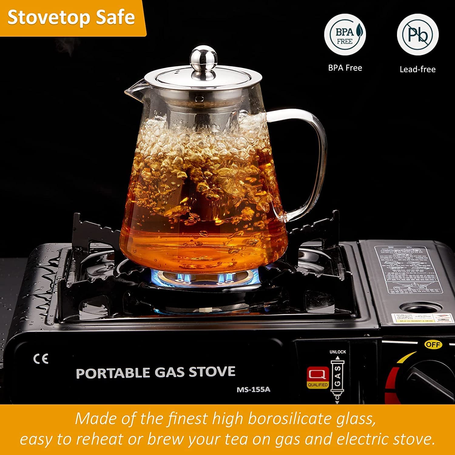 borosilicate glass tea kettle stovetop safe