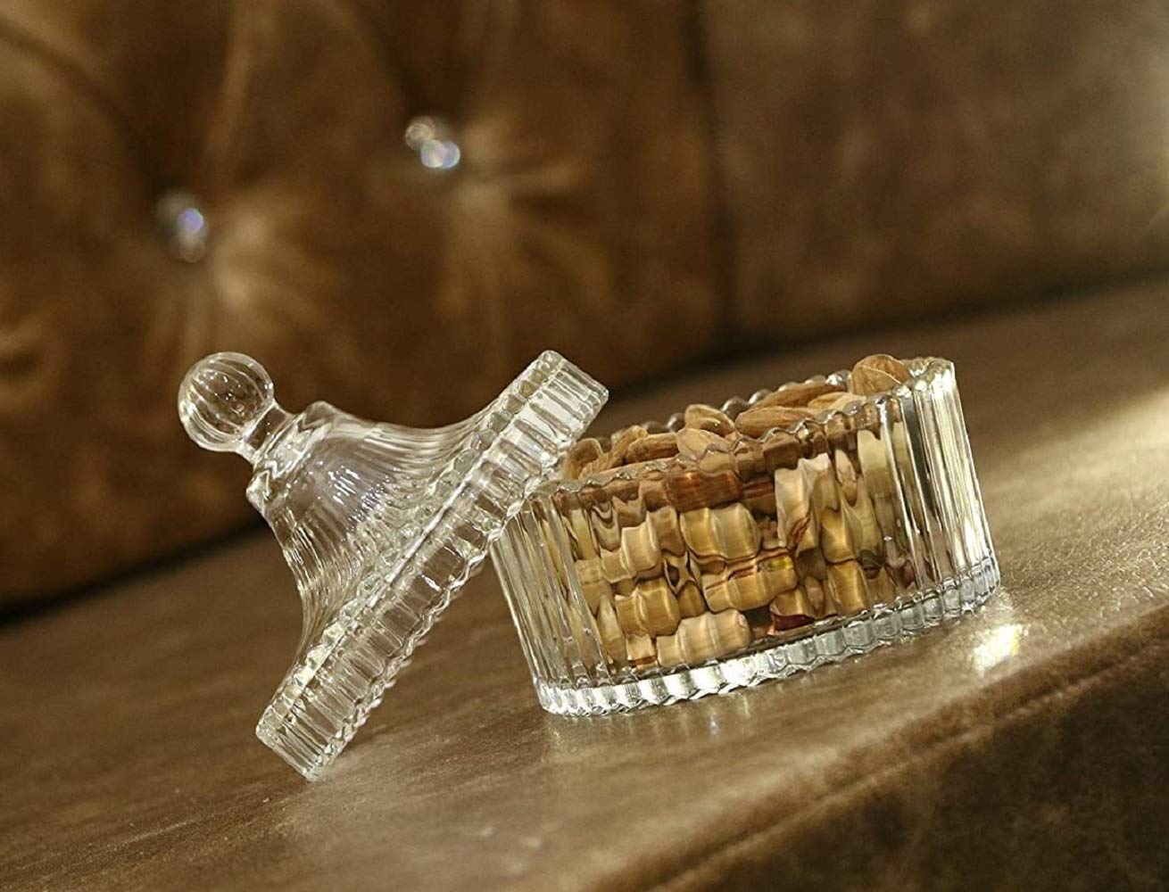 decorative glass candy bowl with lid chalbhai
