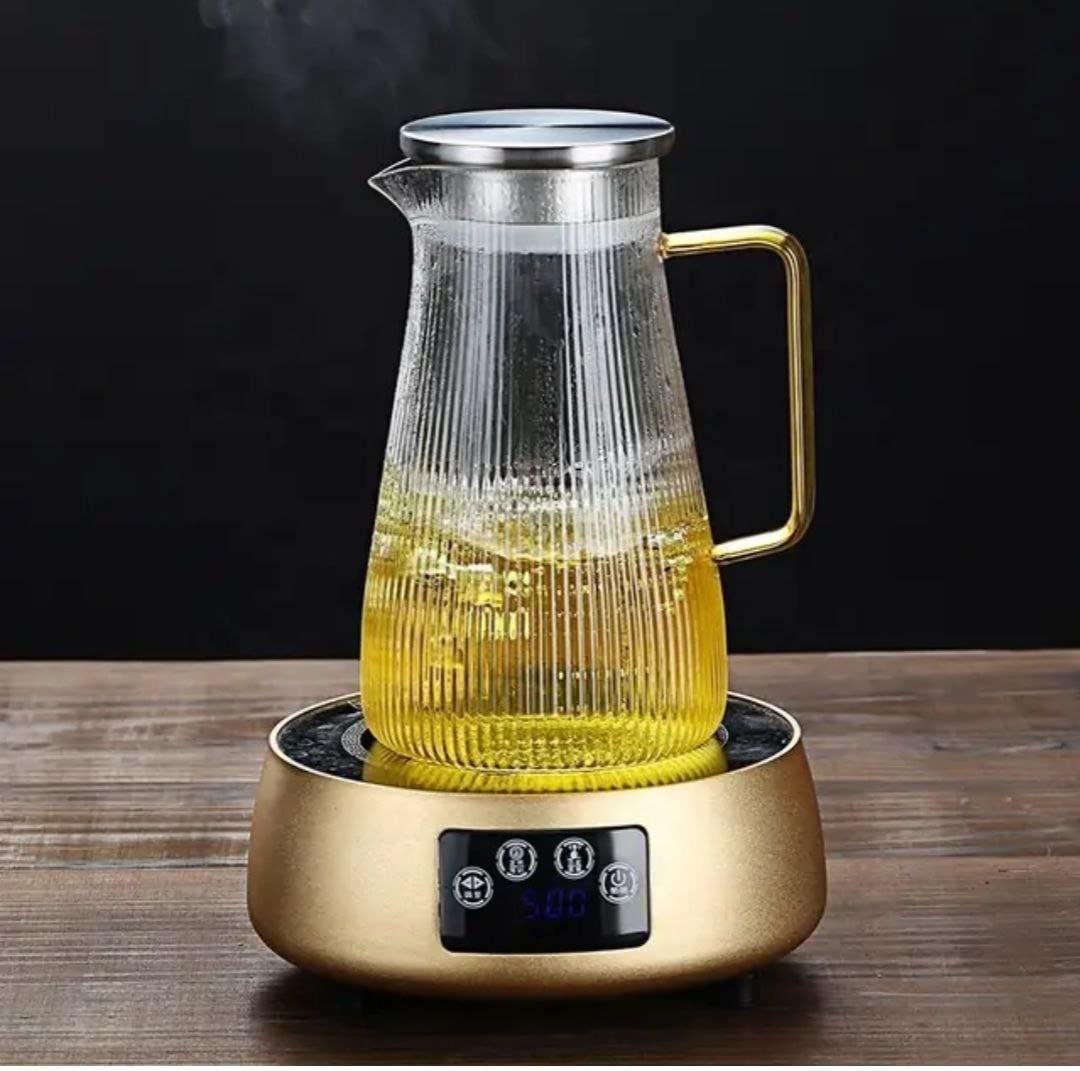 glass pitcher with stainless steel lid