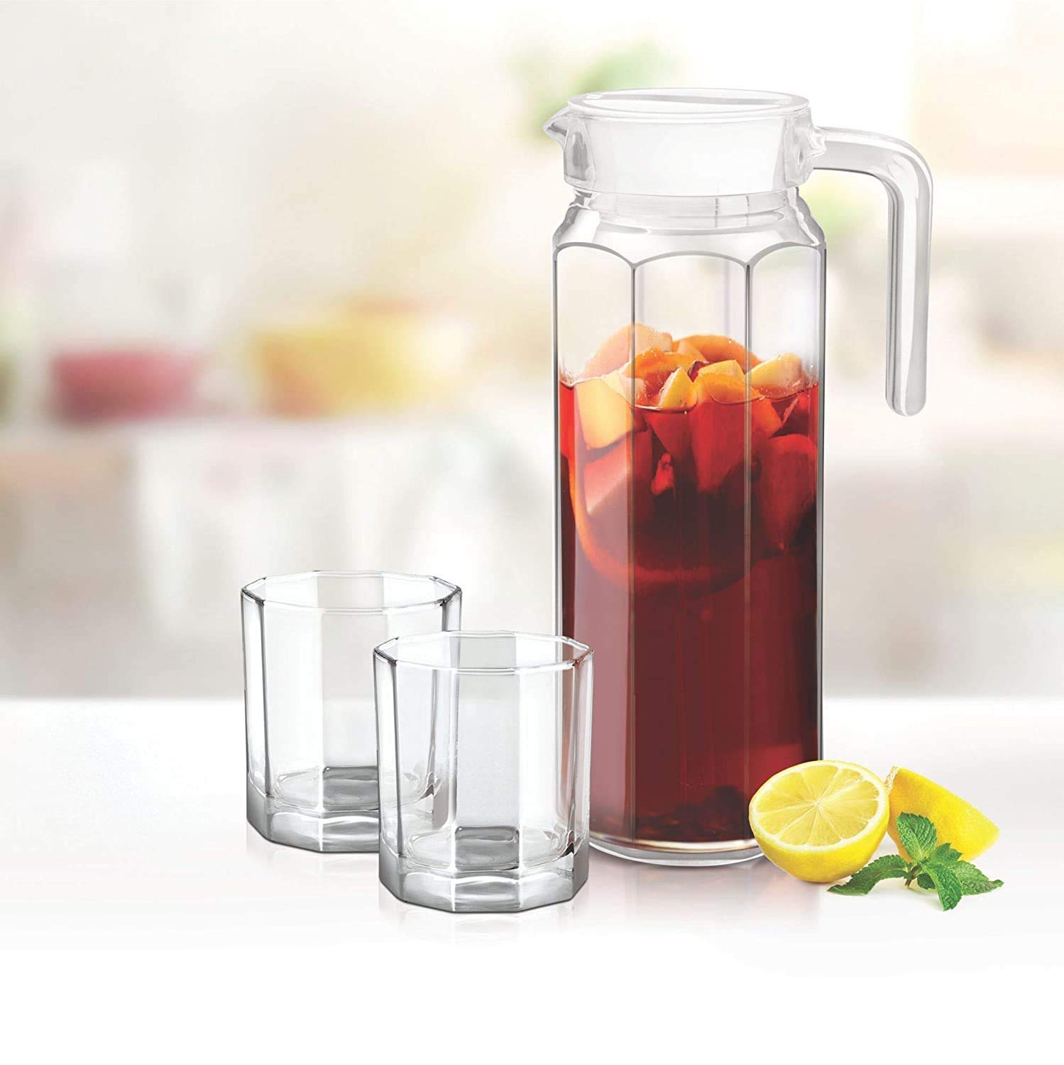 glass water jug with lid 1.1l chalbhai