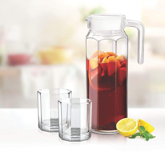 glass water jug with lid 1.1l chalbhai