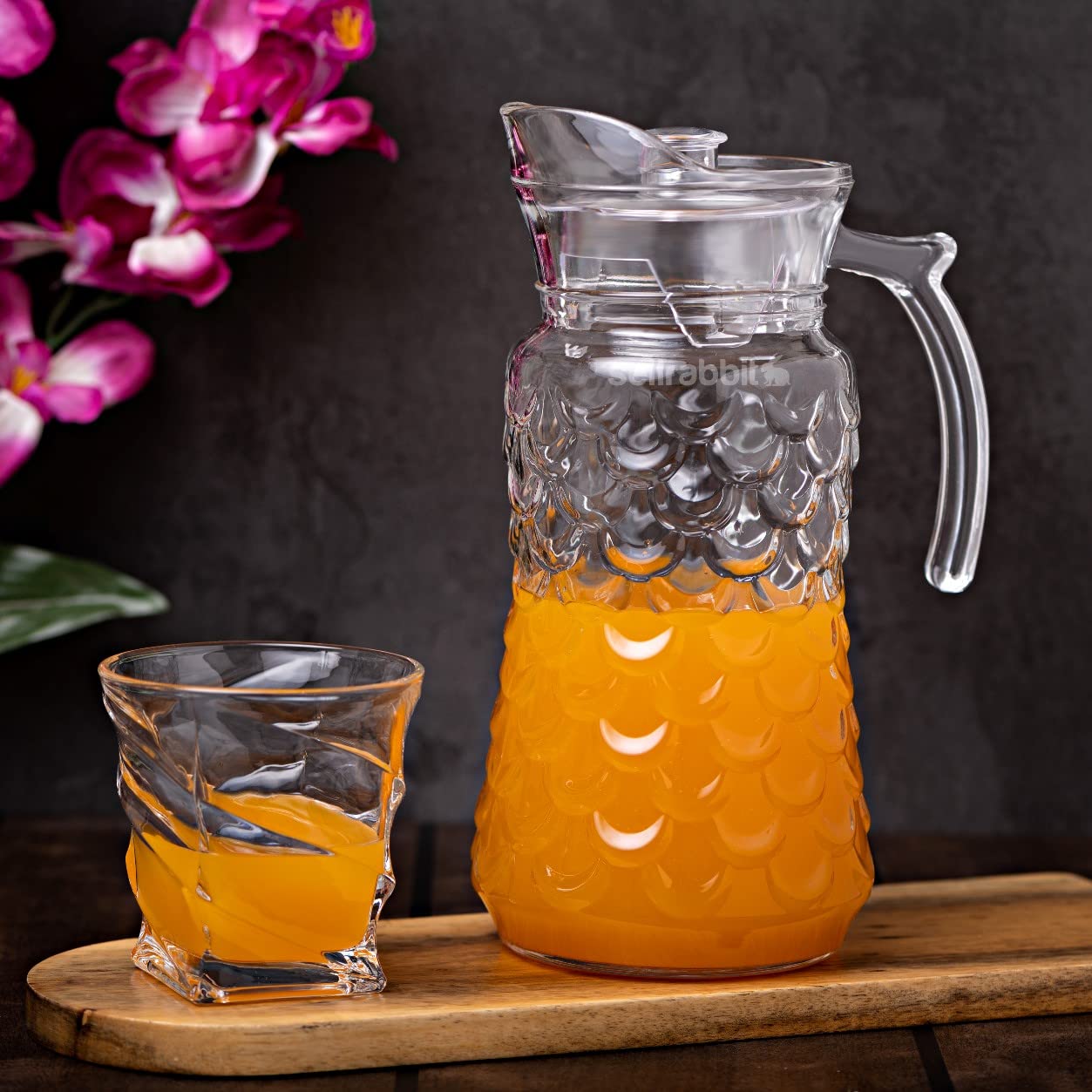 glass water jug with lid 1.7l chalbhai