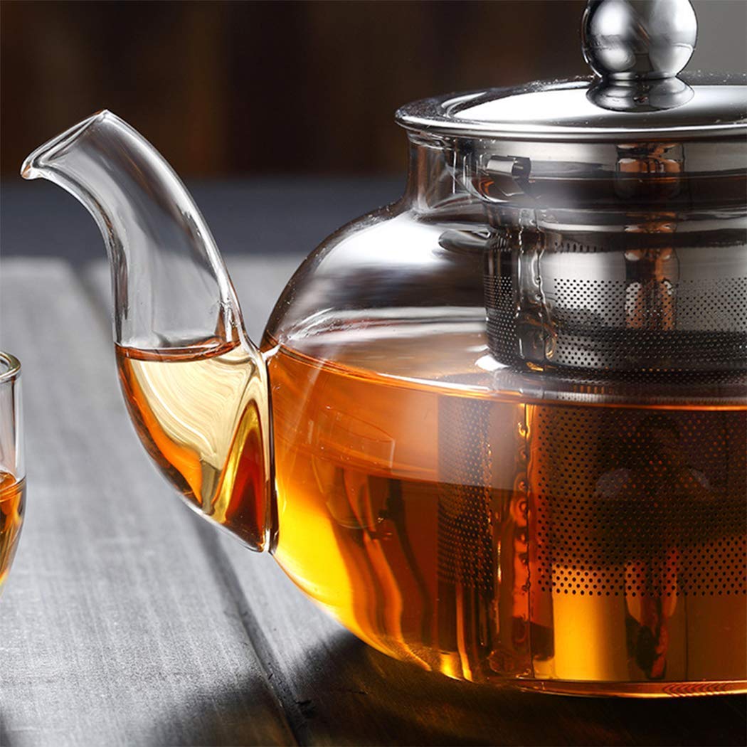large glass teapot with stainless steel infuser 1000ml