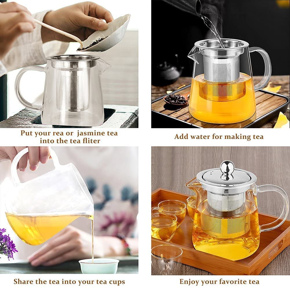 loose leaf tea glass pot with strainer