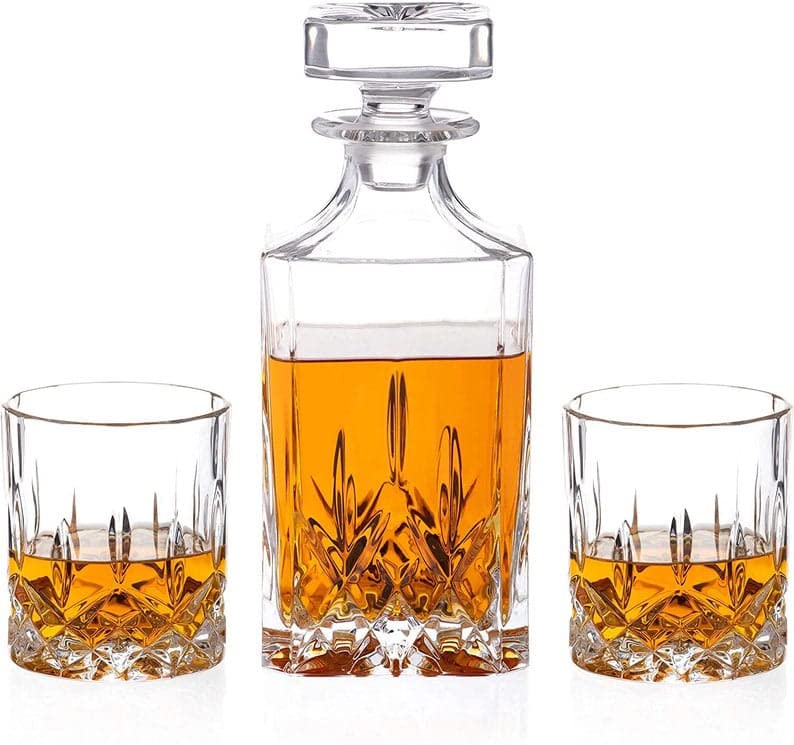 square whiskey decanter set