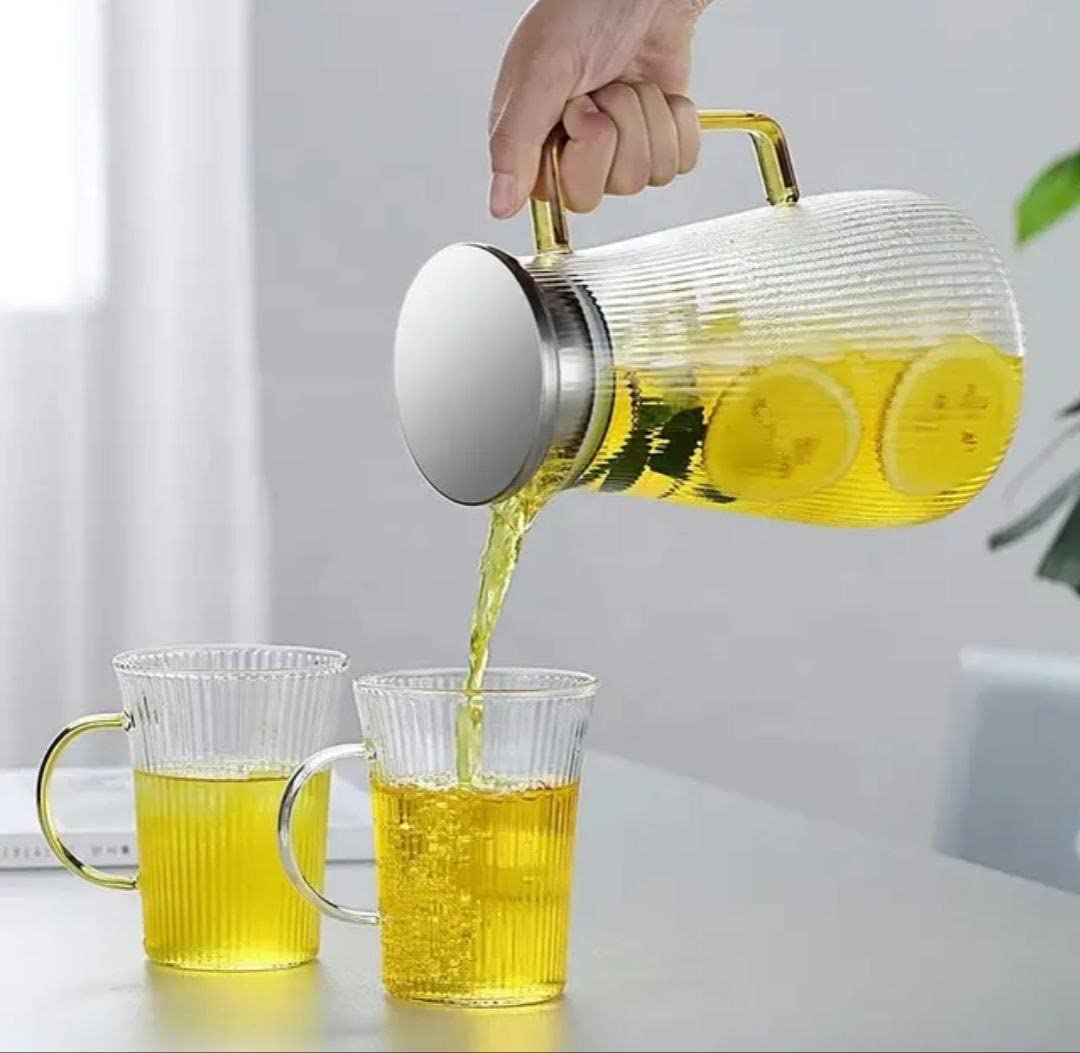transparent glass drink jug