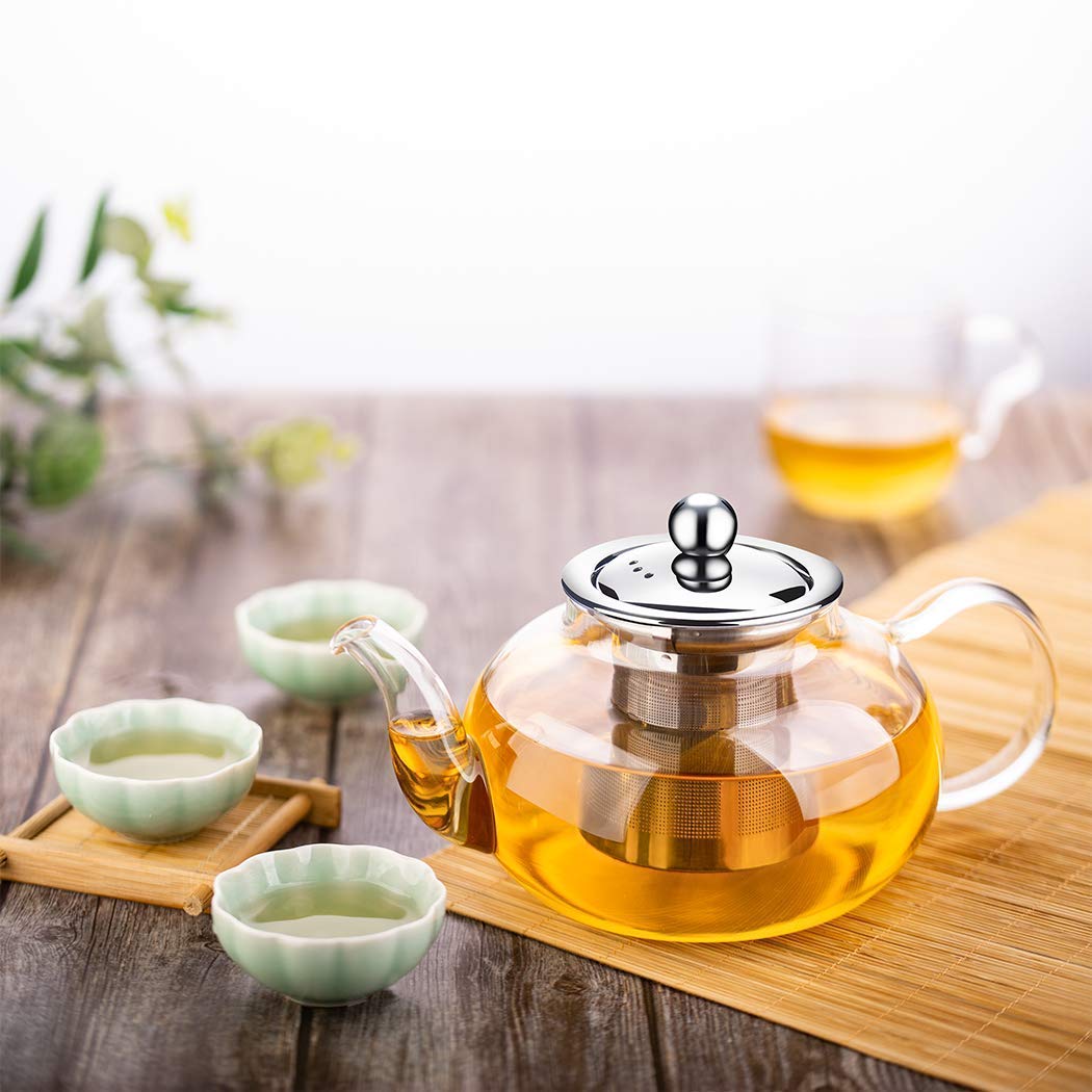 transparent glass teapot for herbal tea
