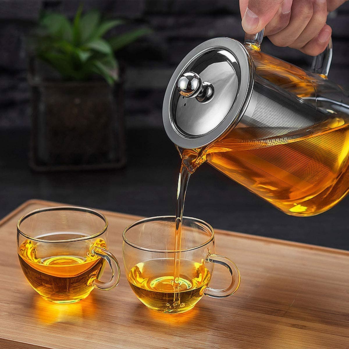 transparent glass teapot for herbal tea
