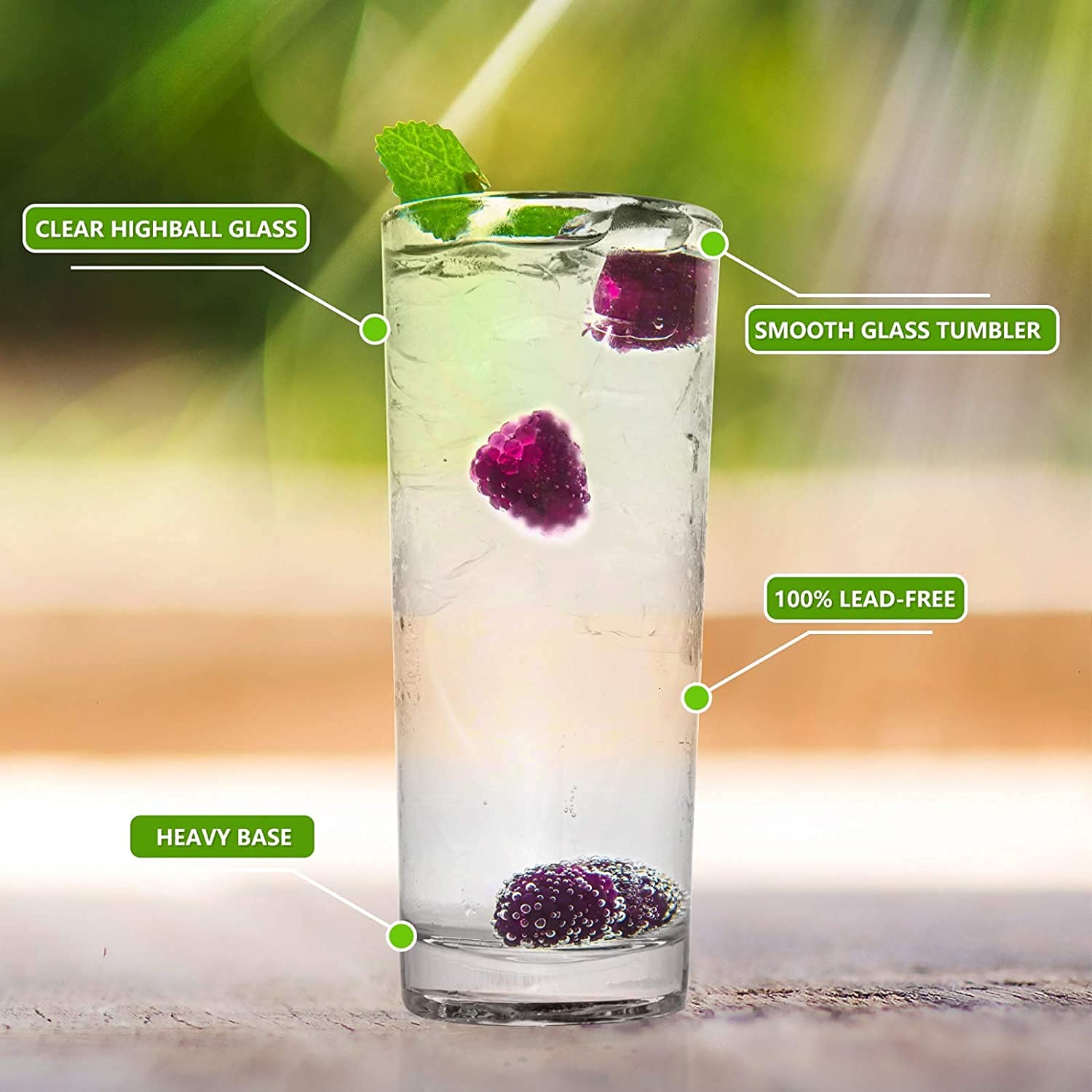 transparent tall drinking glass