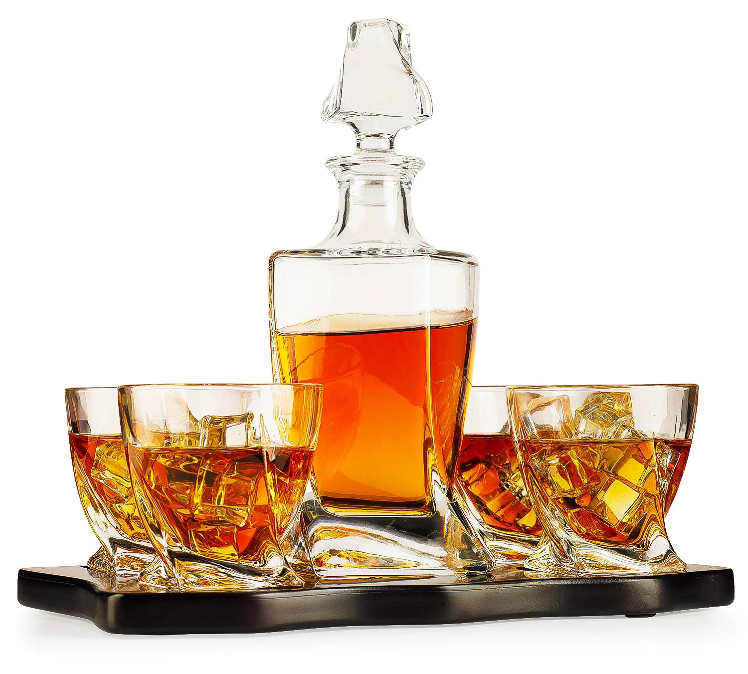 twist glass decanter with glasses